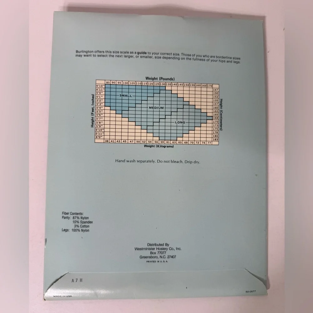 Burlington Discontinued Ultra Sheer‎ Pantyhose Tan Medium Vintage